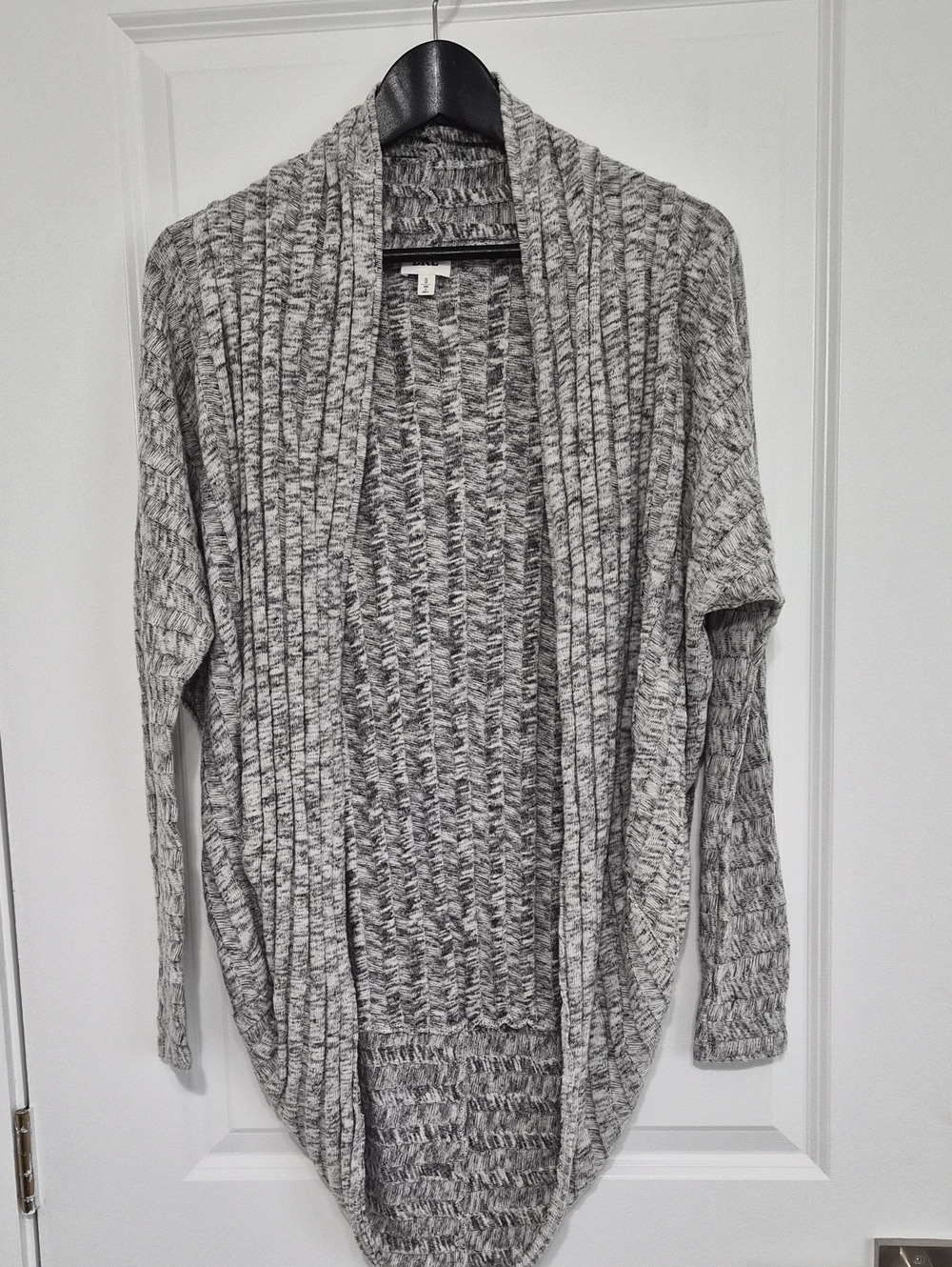 BKE Marled Gray Open-Front Ribbed Cardigan Size S